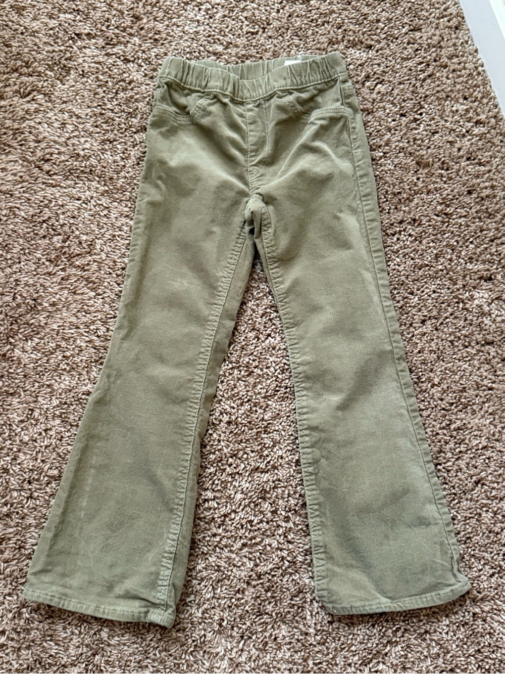H&M Girls Olive Green Corduroy Flare Pants Size 6X / 6–7
